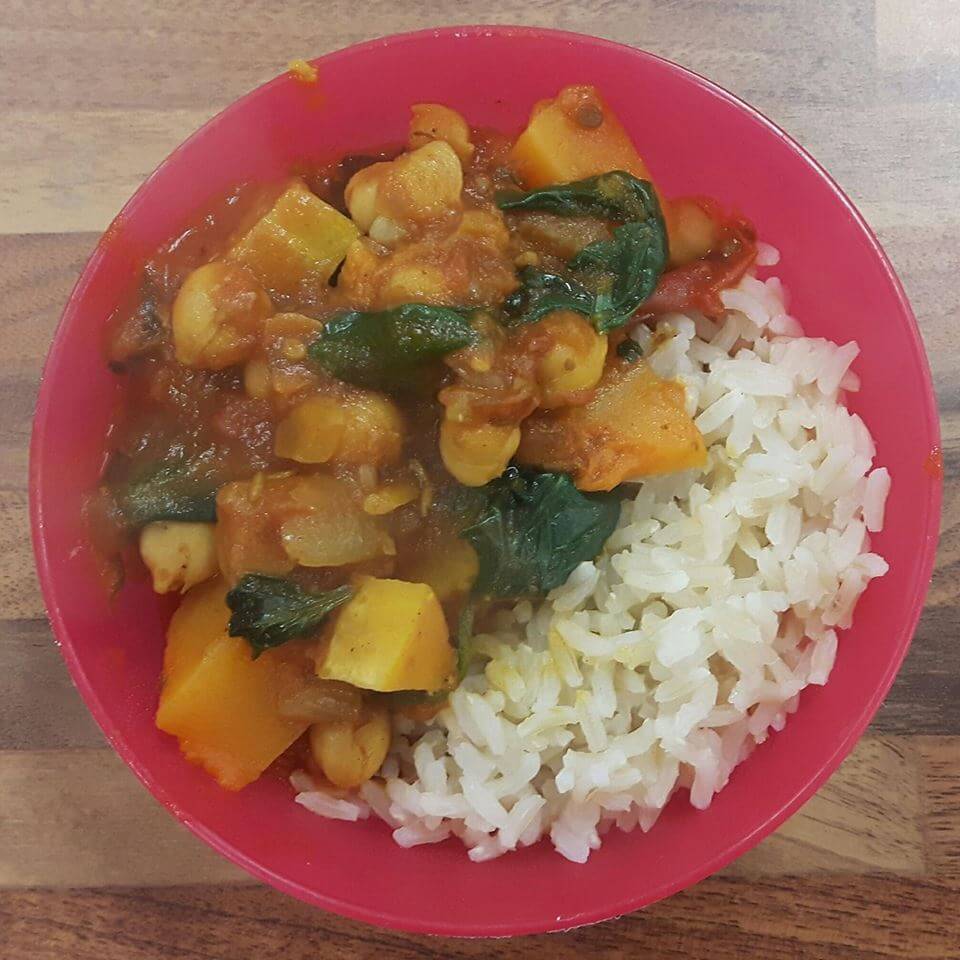 Learn to cook buternut squash and chickpea curry